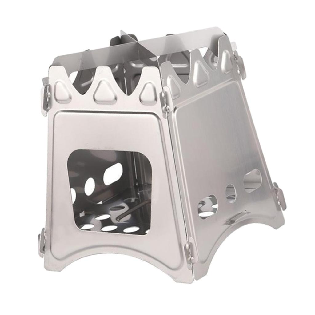 Portable Stainless Steel Camping Hiking Wood Stove Charcoal Burner L