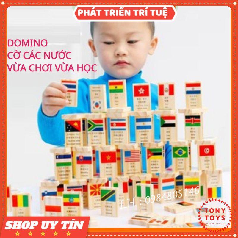 Đồ Chơi Gỗ Domino 100 Lá Cờ Các Quốc Gia Các Nước Trên Thế Giới Cho Bé