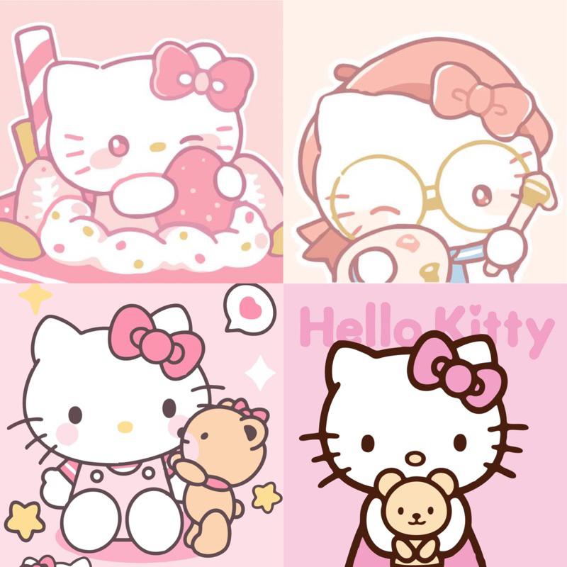 Tranh tô màu theo số Tranh sơn dầu số hoá hình Hello kitty 2 size 20*20 kèm khung