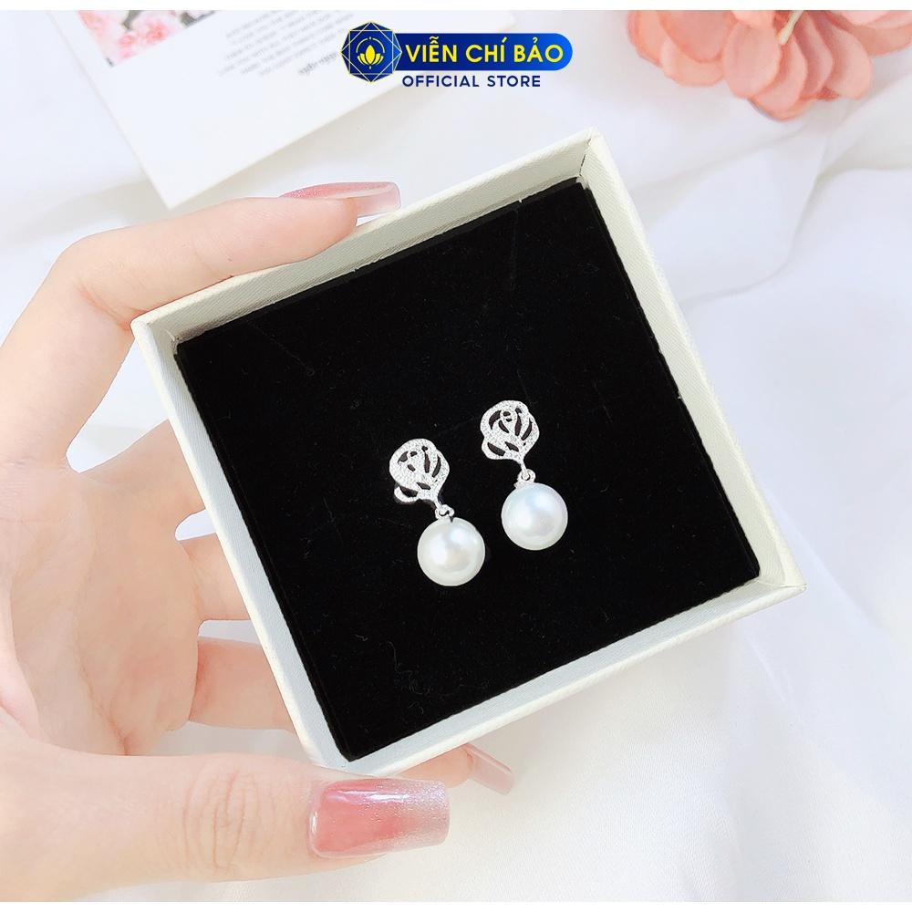 Bông tai bạc nữ hoa hồng chất liệu bạc 925 thời trang phụ kiện trang sức nữ thương hiệu Viễn Chí Bảo B400251