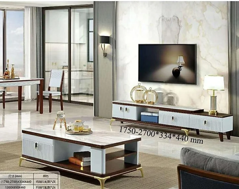 Tủ tivi và bàn sofa mặt kính cường lực 3C nhập khẩu Tundo PH-SET81375 cao cấp
