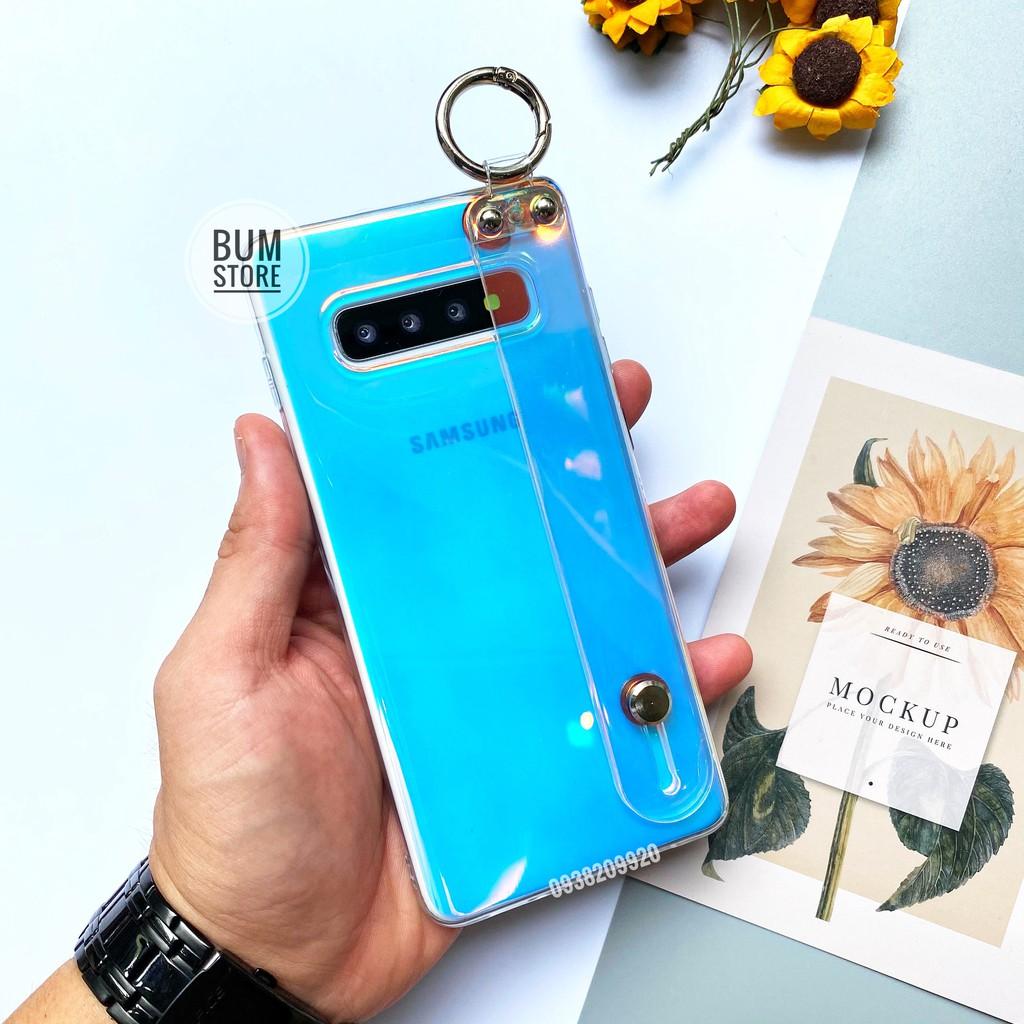 Ốp Lưng Đa Sắc Đính Dây Xỏ Tay Cho Dòng Samsung Galaxy S21Ultra , S21 Plus , S20 Ultra , S20 Plus , S10 Plus