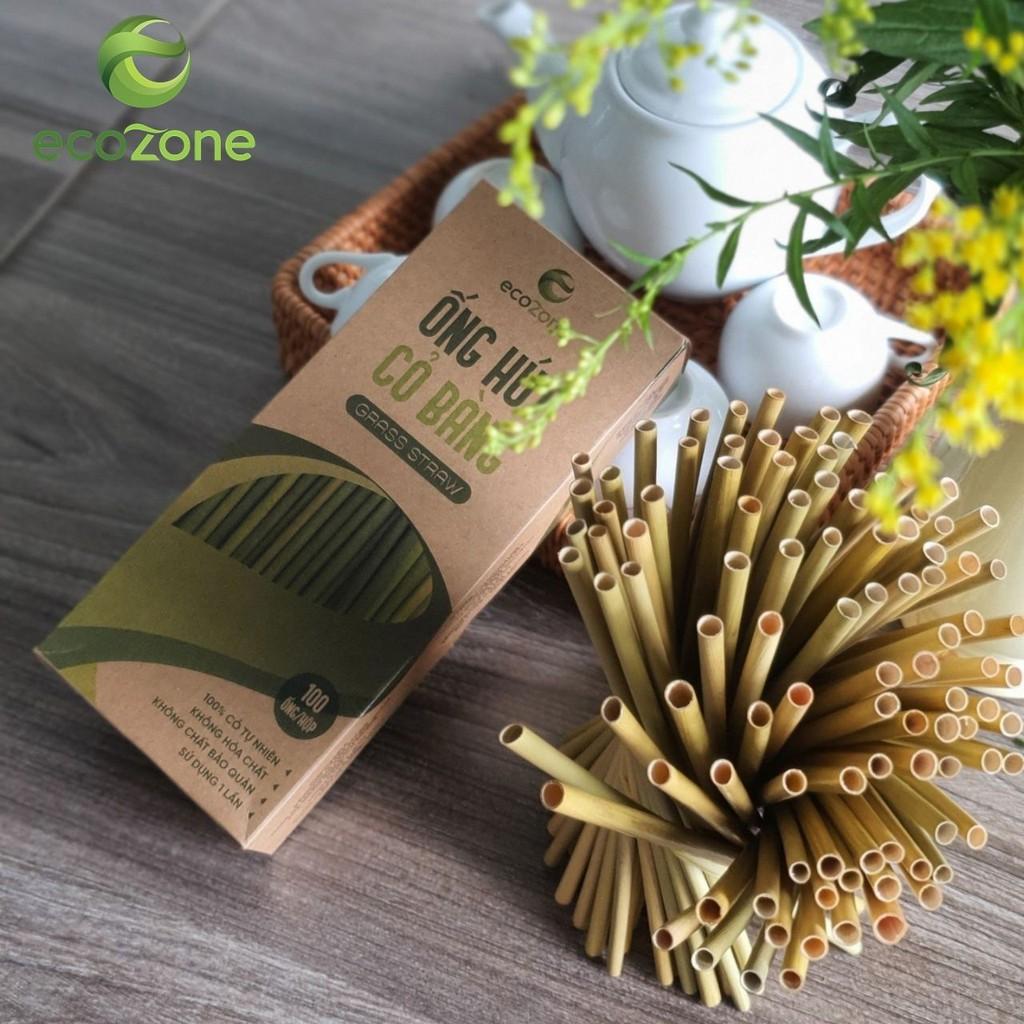 Combo 5 hộp 100 ống hút cỏ bàng khô Ecozone - Grass Straws Vietnam - Tiêu chuẩn xuất khẩu