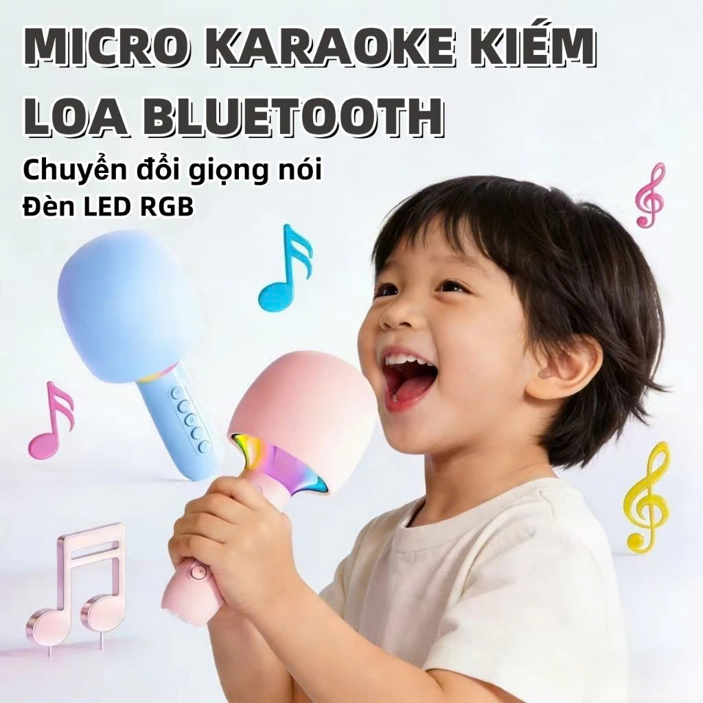 Micro Karaoke Bluetooth kèm loa kết nối điện thoại, máy tính bảng Hát Không Dây, Nghe Nhạc, Hỗ Trợ Kết Nối Thẻ Nhớ, USB Pin sạc - Hàng Chính Hãng