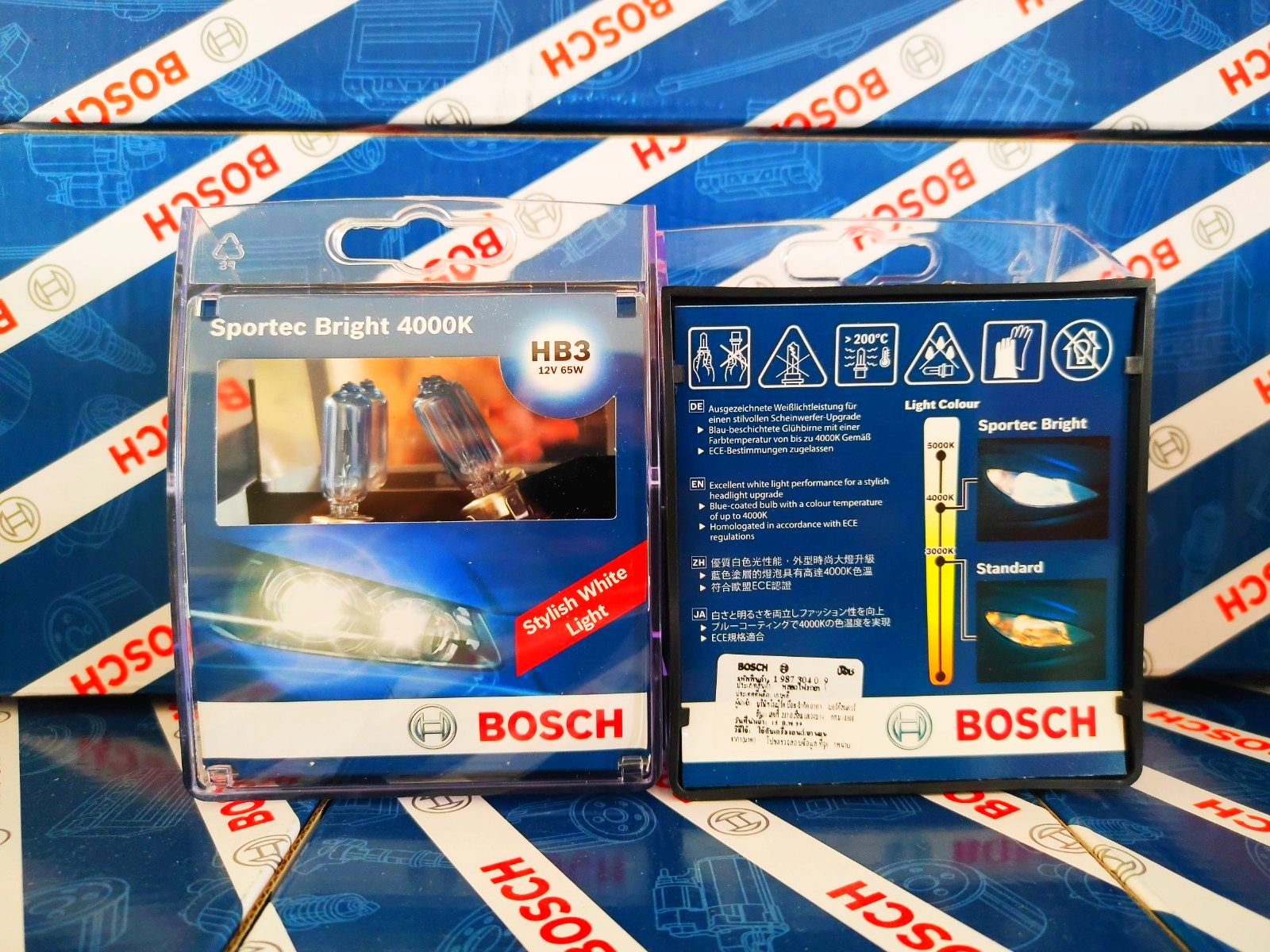 Bóng Đèn Tăng Sáng Bosch 9005 (HB3) 12V 65W Sportec Bright 4000K (Hộp 2 Bóng)