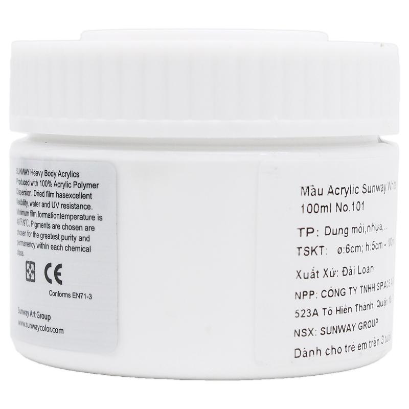 Tuýp Màu Vẽ Acrylic 100 ml - Sunway No.101 - White