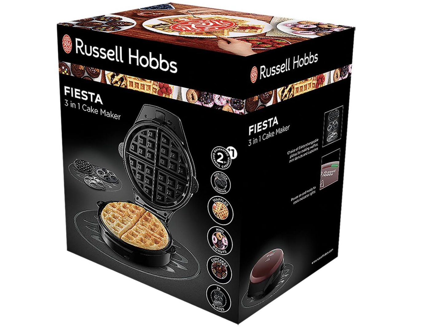 Máy Làm Bánh 3 Trong 1 Waffle, Muffin và Donut, Russell Hobbs Fiesta 24620-56 - Hàng Chính Hãng Nhập khẩu từ Đức &amp; EU
