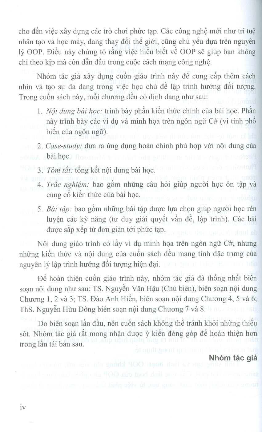 Giáo Trình Lập Trình Hướng Đối Tượng - TS. Nguyễn Văn Hậu (Chủ biên), TS. Đào Anh Hiển, ThS. Nguyễn Hữu Đông