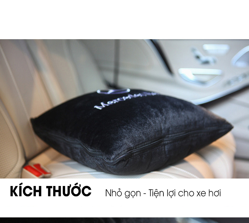 Chăn 2 trong 1 mercedes, gối tựa lưng trên xe , chăn gối cho xe hơi,