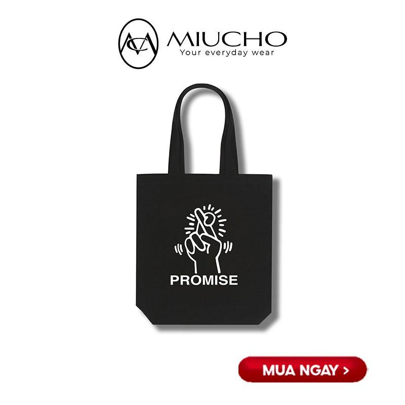 Túi tote vải, túi tote canvas đi học giá rẻ CV004 Miucho in graphic