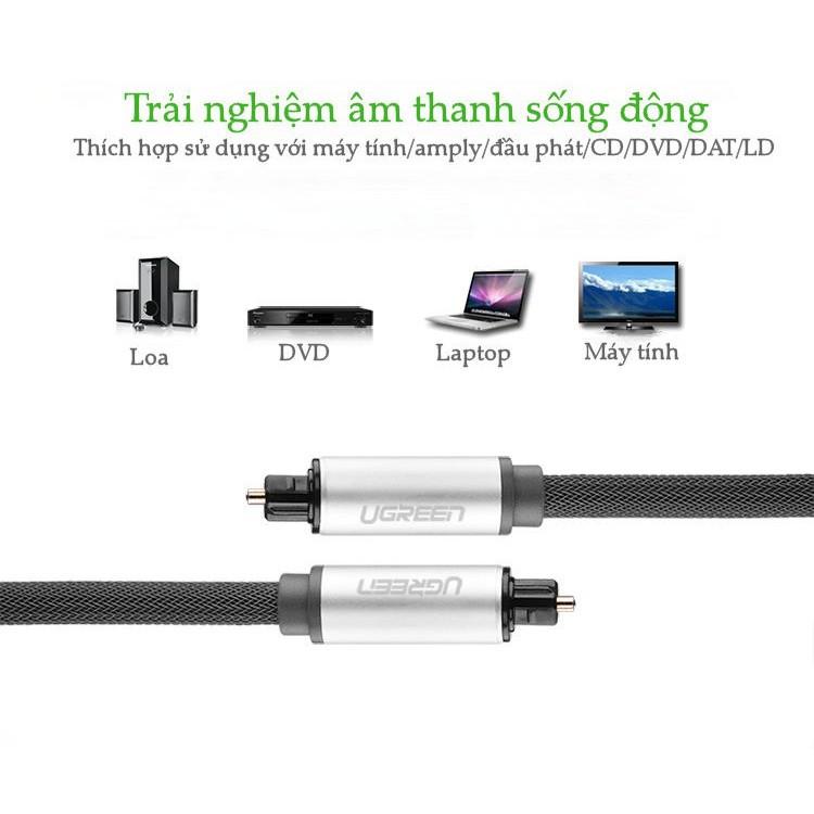 Cáp audio quang (Toslink, Optical) 3M Ugreen 10541 vỏ nhôm cao cấp - Hàng chính hãng