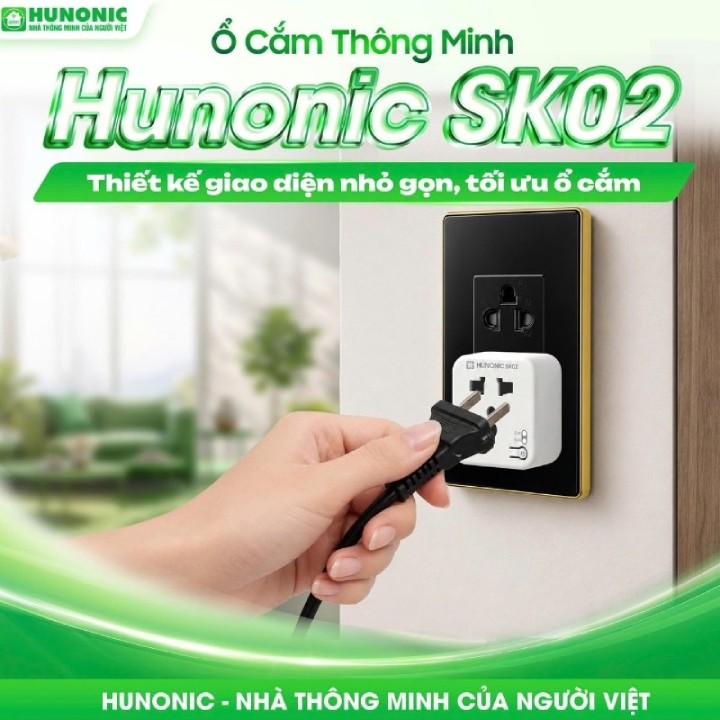Ổ Cắm Wifi Thông Minh Hunonic SK02 - 220V - 16A - 3000W - Hàng chính Hãng - Bảo Hành 1 Năm