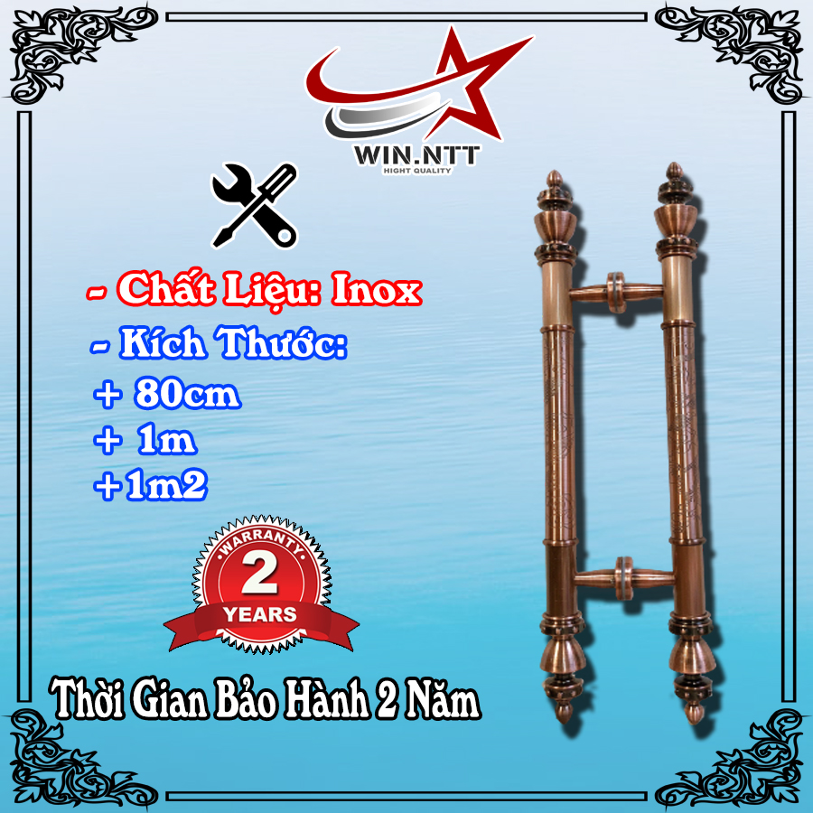 Tay Nắm Cửa Kính Cường Lực, Cửa Nhôm - Tay Đồng Đỏ Rồng Chìm.