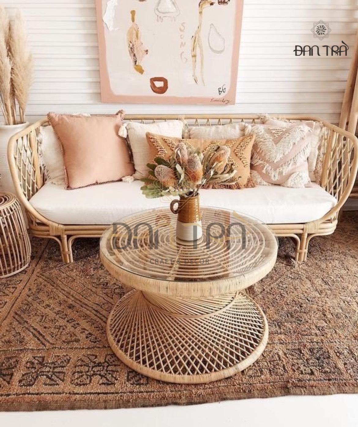 Bàn Mây Xoắn Ốc Decor Phòng Khách Đan Trà- Bàn Mây Nhỏ Gọn Ban Công- Bàn Mây Thư Giãn Uống Trà- Nội Thât Mây Tre Đan Trà