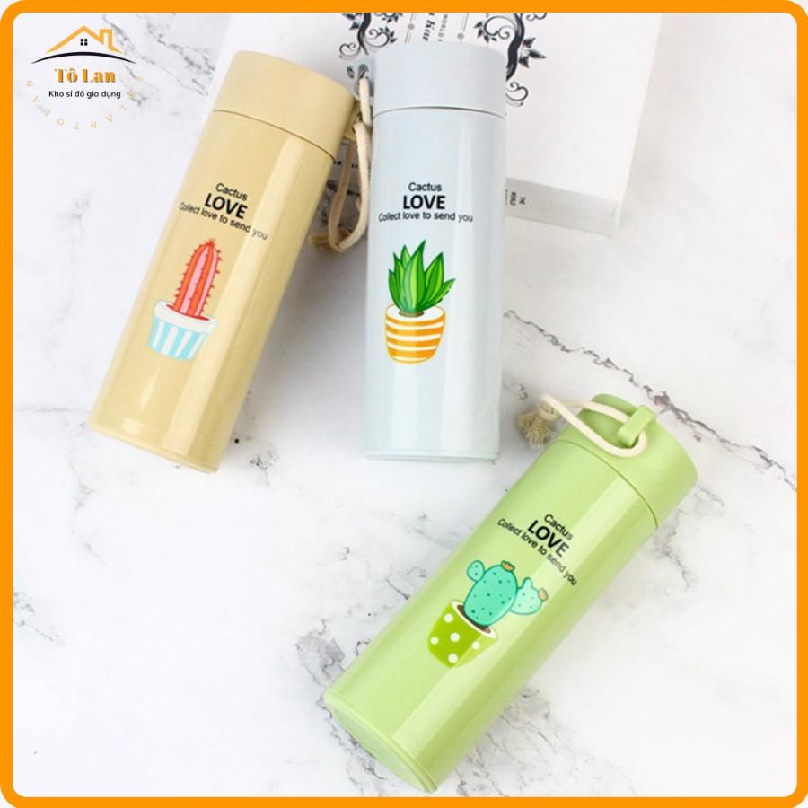 Bình Giữ Nhiệt Vỏ Nhựa Lõi Thủy Tinh / Bình Đựng Nước Xương Rồng 450ml