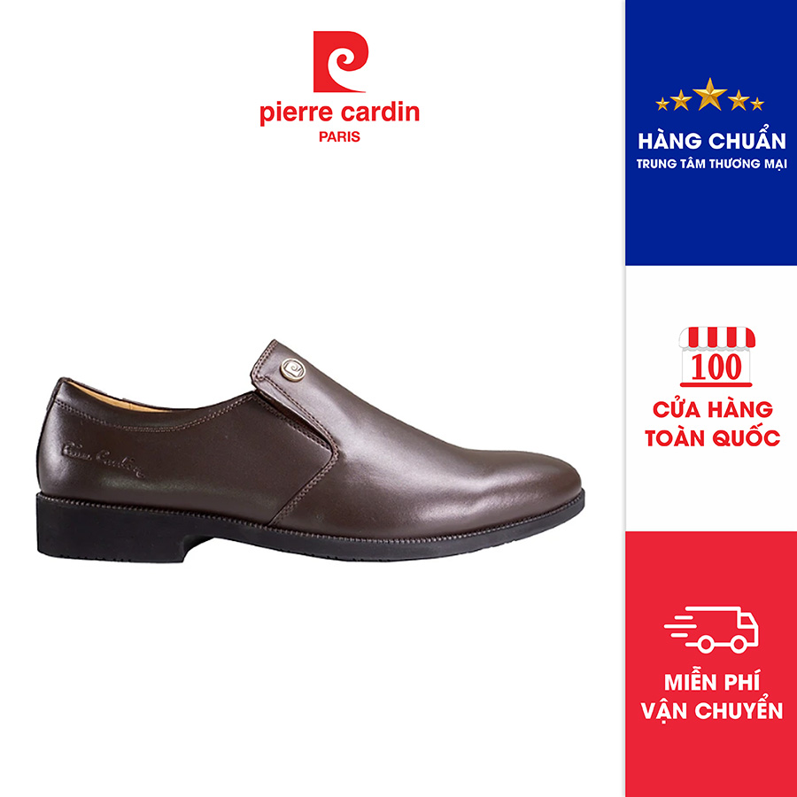 Giày Lười Nam Không Dây Pierre Cardin Pcmfwl 767, Thiết Kế Da Bò Thật, Êm Chân - Nâu - 42