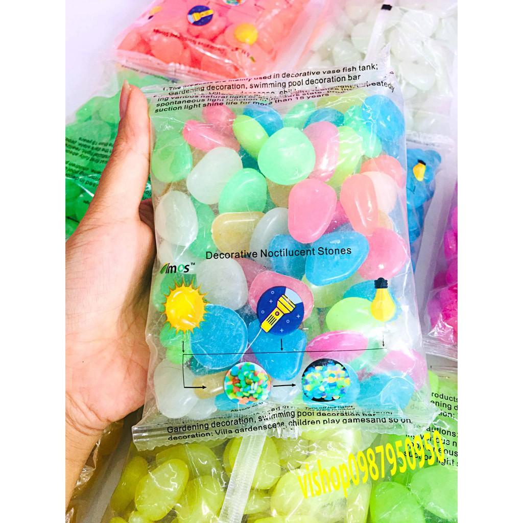 Set 100 Viên Đá Dạ Quang Nhiều Màu Sắc Dùng Để Trang Trí Bể Cá Tiện Dụng