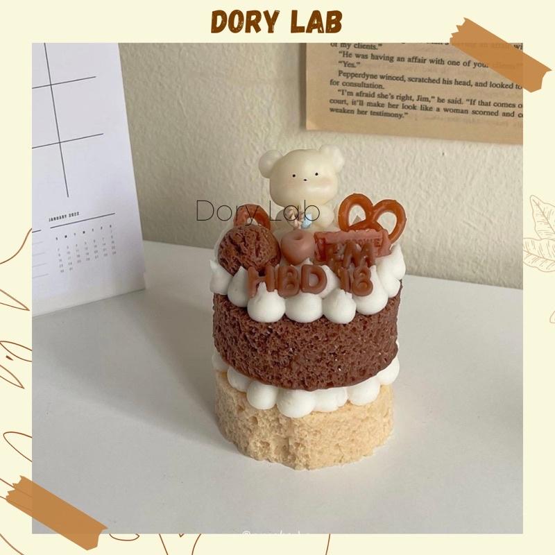 Nến Thơm Bánh Sinh Nhật 2 Tầng Gấu Trắng Mix Topping - Dory Lab