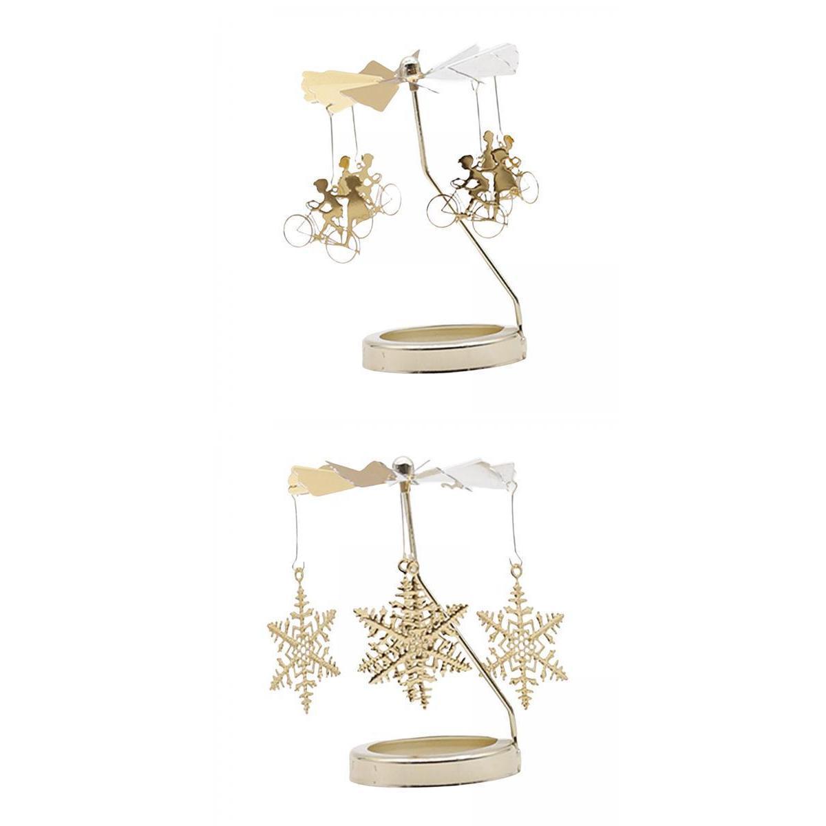 2 Spinning Tea Light Candle Holder Candle Ornament Rotating Candlestick