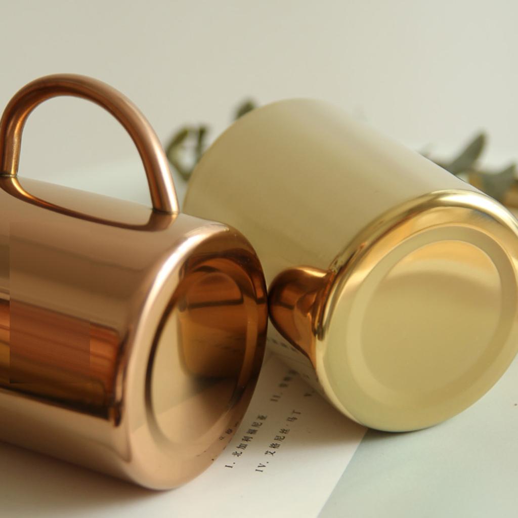 2xStainless Steel Double Wall Insulated Cup Tea Coffee Mug 400ml Gold