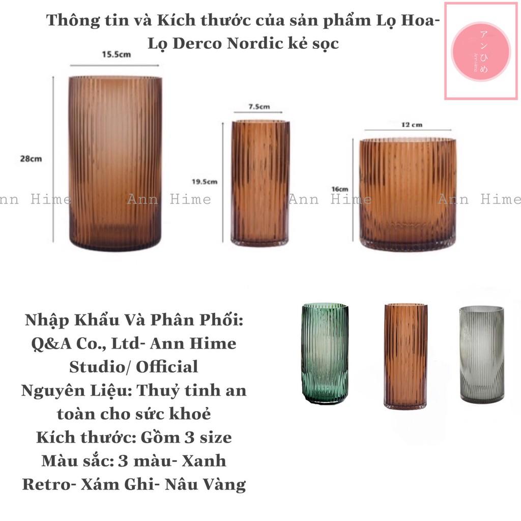 Bình Hoa Thủy Tinh Vân Sọc Dọc Phong Cách Nordic Bắc Âu Cắm Thạch Nam