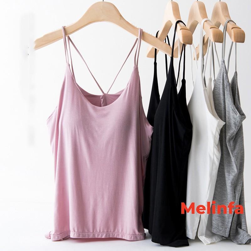 Áo hai dây chéo lưng nữ có đệm ngực nâng đỡ chất vải Modal tự nhiên co giãn tốt thoáng mát nhiều màu mã VAA0230