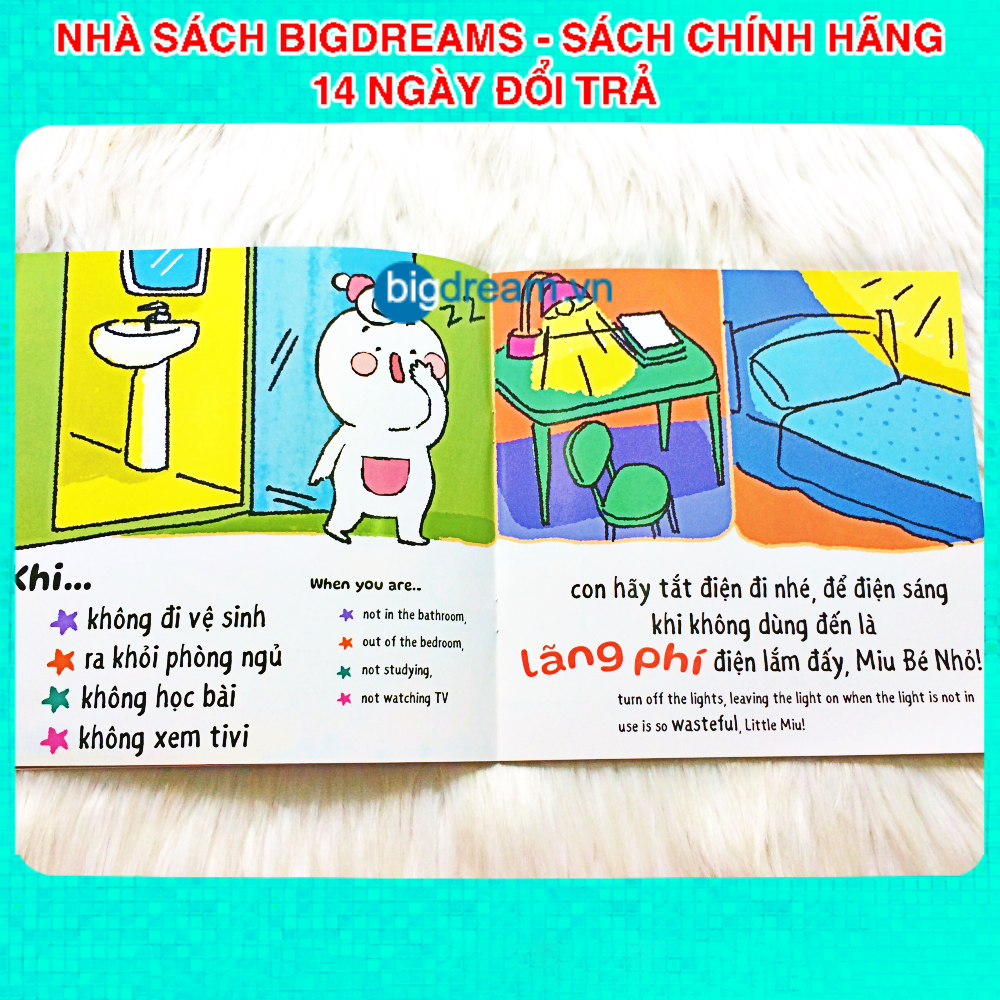 BẢN MỚI SONG NGỮ Miu Bé Nhỏ Đừng Lãng Phí Nhé! P2 Ehon Kĩ Năng Sống Cho Bé 1-6 Tuổi Miu miu tự lập hiểu chuyện