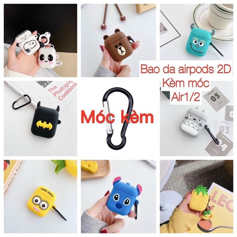 Vỏ bảo vệ bao đựng tai nghe/Case Airpods 1/2 2D hình CUTE - kèm móc khoá