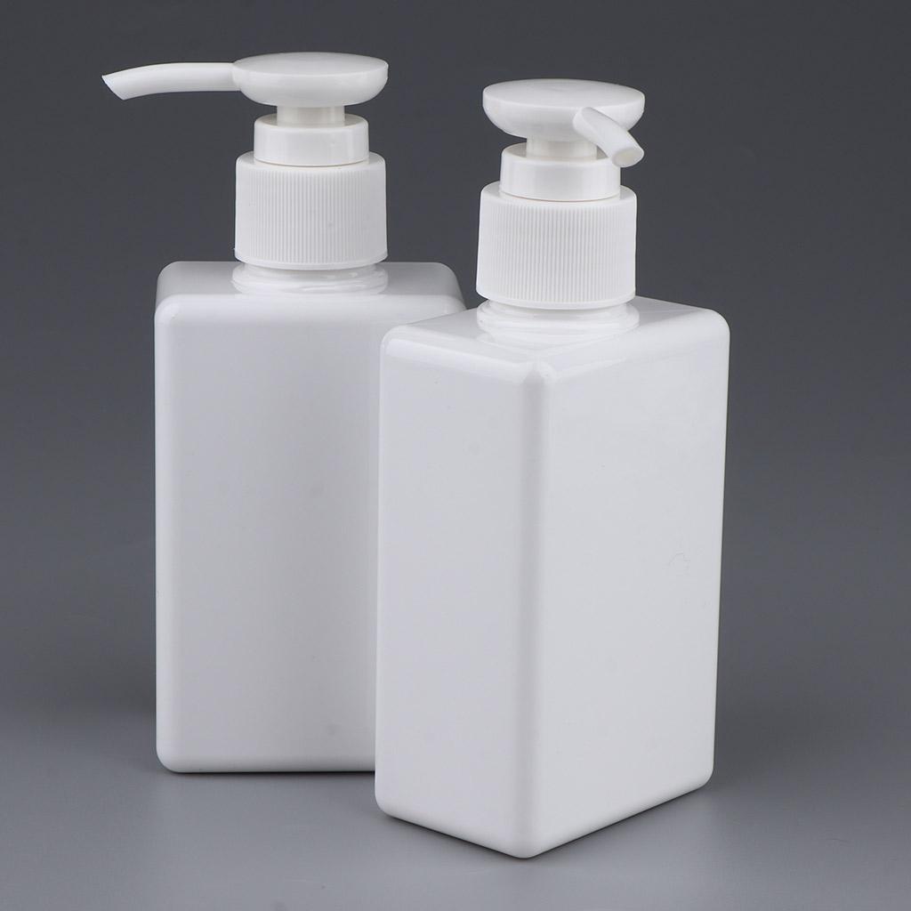 4Pcs Square Plastic Pump Bottle Shampoo Lotion Makeup Container Refillable