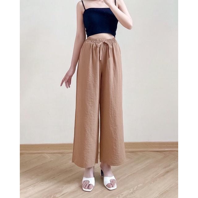 Quần suông nữ culottes đũi chun bụng buộc dây 72q04 by germe