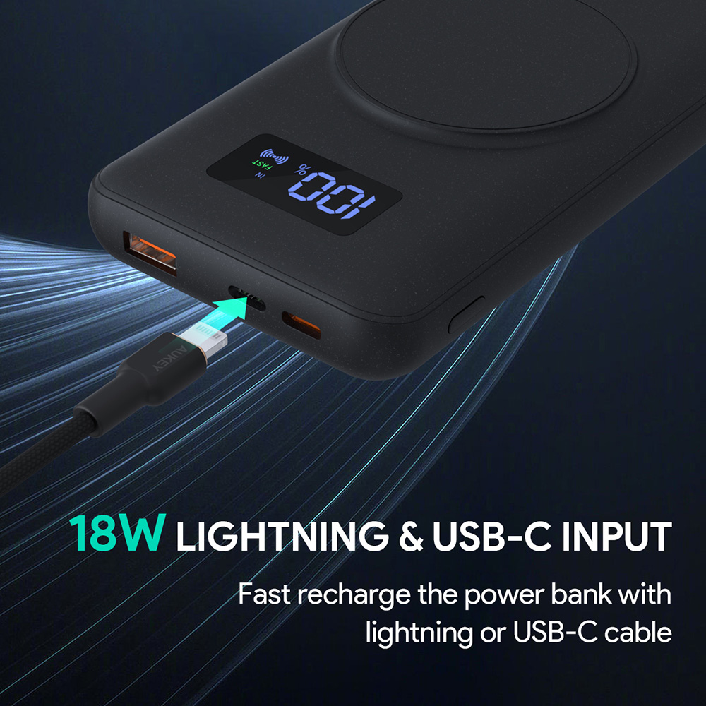 Pin dự phòng không dây AUKEY PB-WL02i 10.000mAh, sạc không dây 15W, PD3.0, USB QC3.0 - Hàng chính hãng