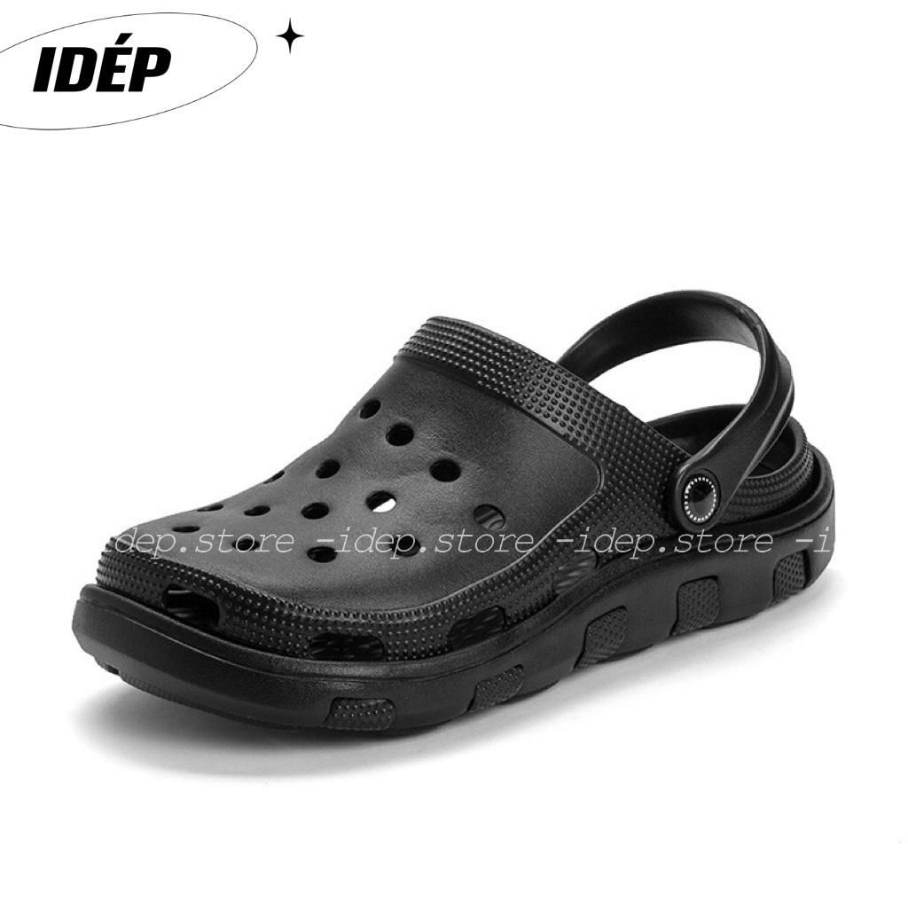 Dép Cross ĐEN unisex tặng 4 sticker SL013- Giày sục siêu nhẹ đi mưa (Form nhỏ) IDEP