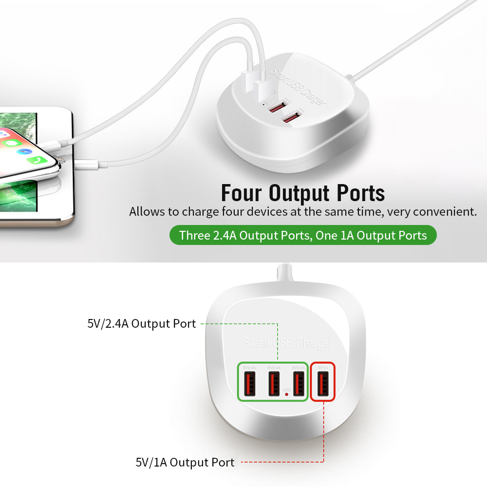 Bộ Bốn Cổng Sạc Nhanh USB WLX-T3 Cho Điện Thoại Di Động Máy Tính Xách Tay