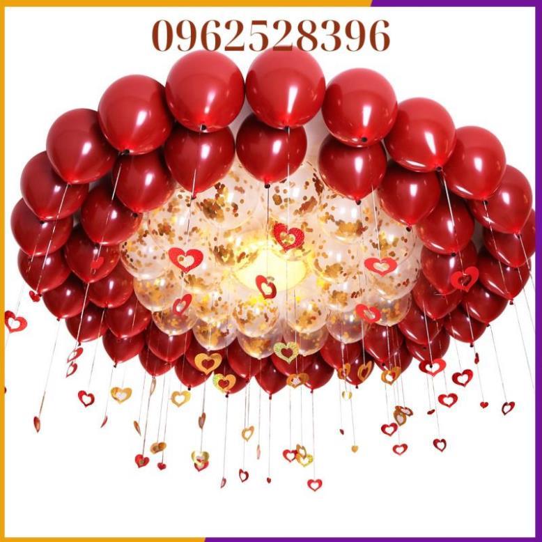 Set bóng trang trí phòng cưới màu đỏ lãng mạn sang trọng