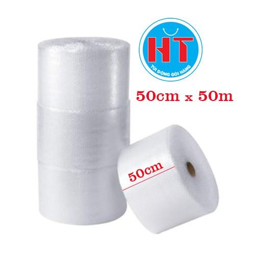 Xốp khí gói hàng, xốp hơi bọc hàng, bong bóng khí chống sốc, xốp nổ loại dày, KT 50cm*50m