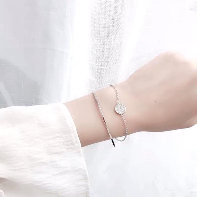 Lắc tay mặt đá mix vòng trơn