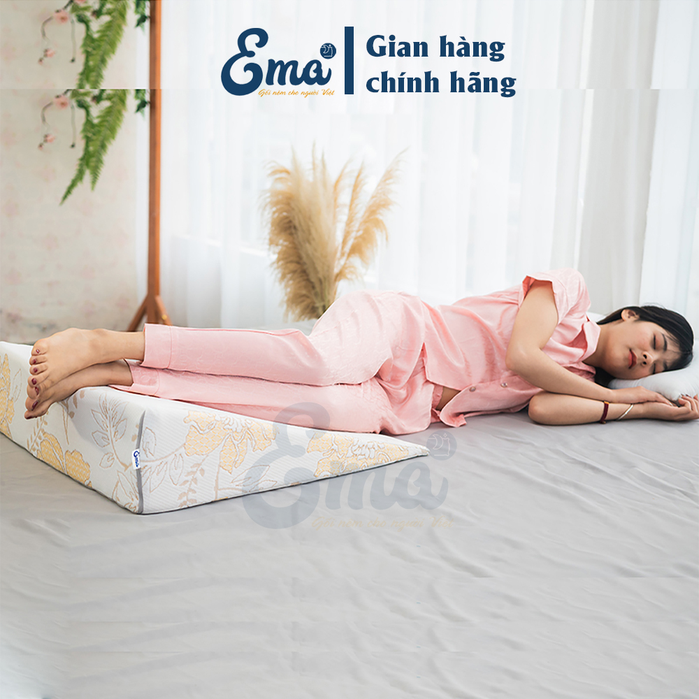 Gối Chống Trào Ngược Dạ Dày Người Lớn EMA KT 65x60x16 Cm giảm trào ngược, ngáy ngủ, copd, suy giãn tĩnh mạch chi dưới, viêm xoang - độ dốc vừa phải, dễ nằm, không tác dụng phụ