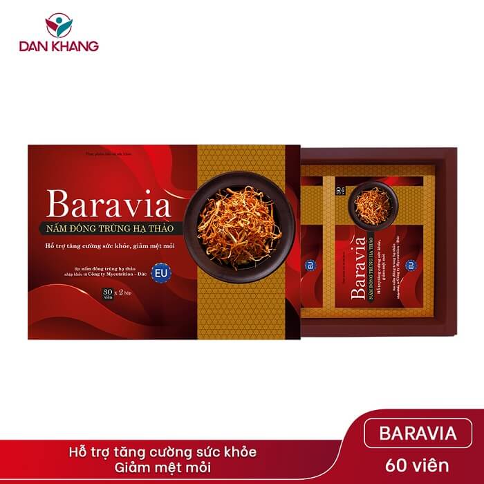 Baravia Nấm Đông Trùng Hạ Thảo Dân Khang Hỗ Trợ Tăng Cường Sức Khỏe Giảm Mệt Mỏi