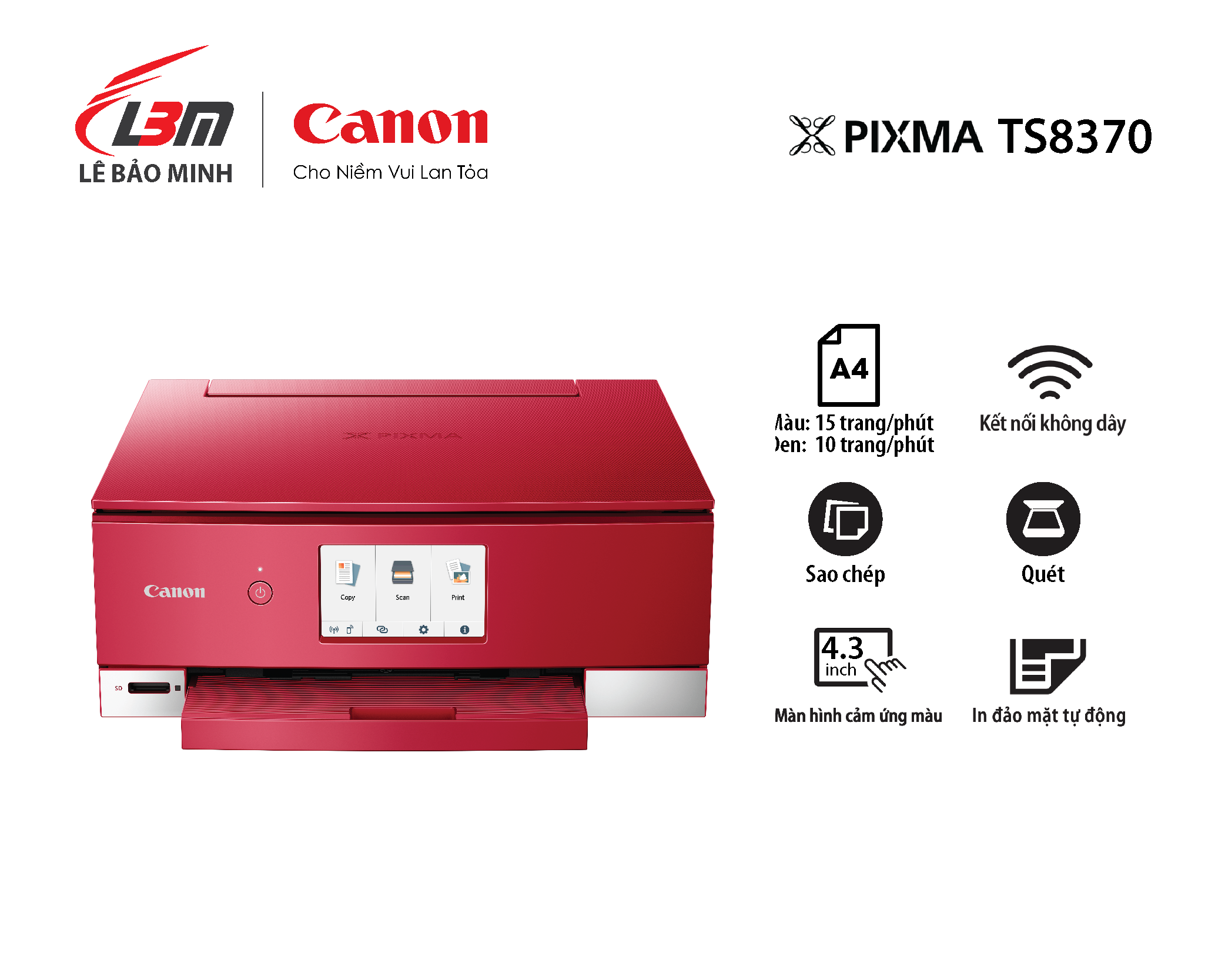 Máy in phun đa chức năng Canon TS8370- Hàng chính hãng