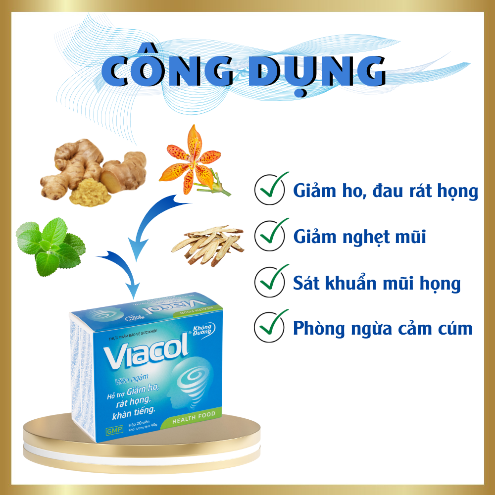 Kẹo ngậm Viacol Vietnat 20 viên - gừng Vietnat 20 viên giảm ho rát họng