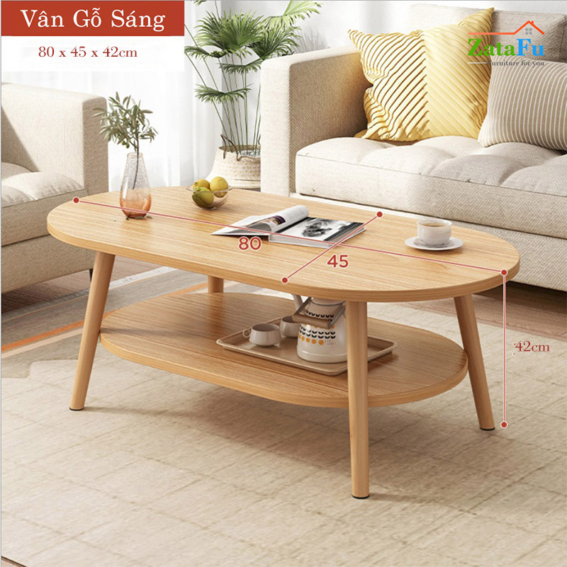 Bàn Trà Sofa Phòng Khách 2 Tầng Chân Gỗ Hiện Đại BSF-07