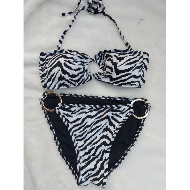 freeship Đồ bơi Bikini hai mảnh sexy vằn đen trắng siêu đẹp mặc đi biển đi bơi