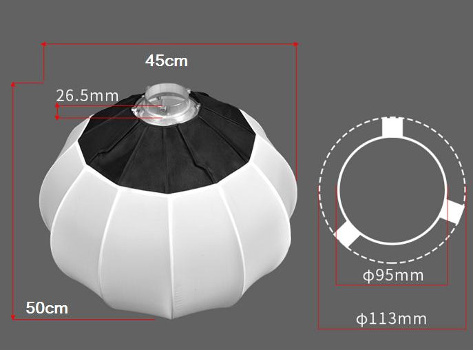 Softbox cầu 45cm khuyếch tán ánh sáng hàng chính hãng.