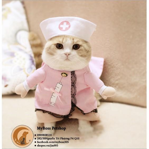 Bộ quần áo đáng yêu cosplay nữ y tá xinh đẹp cho chó - mèo - thú cưng
