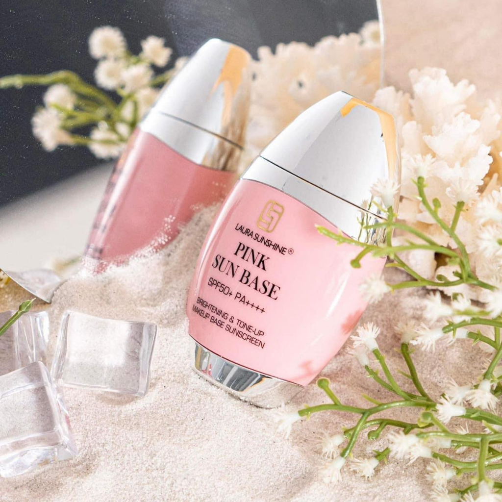 Kem chống nắng kiêm kem lót nâng tông da Nhật Kim Anh Laura Sunshine Pink Sun 50ml