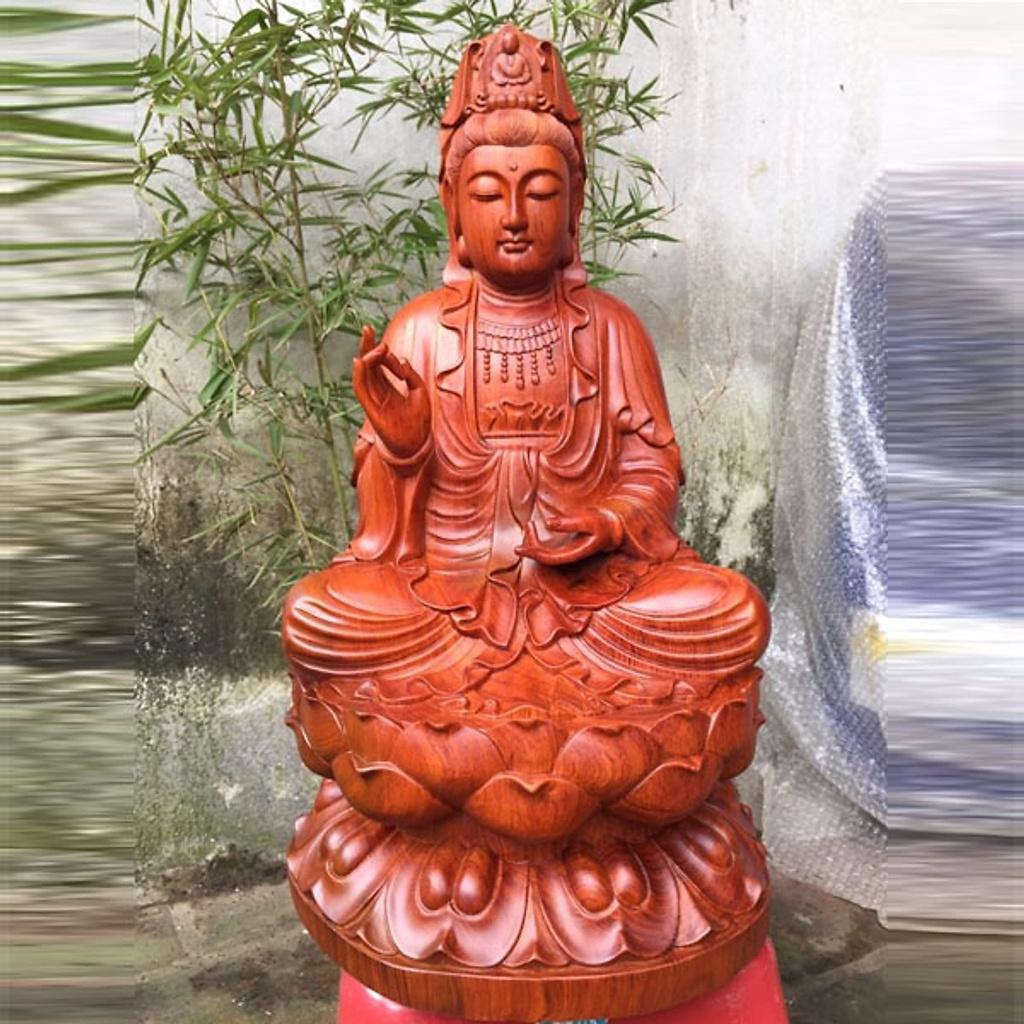 Tượng Phật Bà Quan Âm gỗ Hương cao 30cm