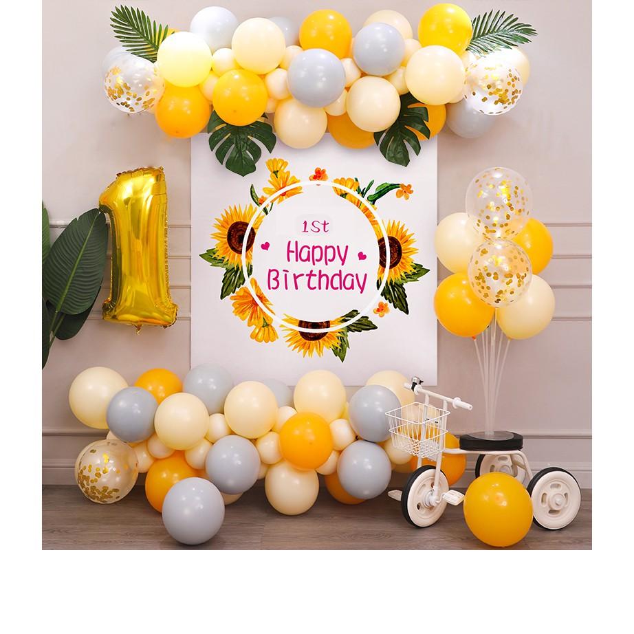 Bóng trang trí sinh nhật Happy Birthday tông Vàng