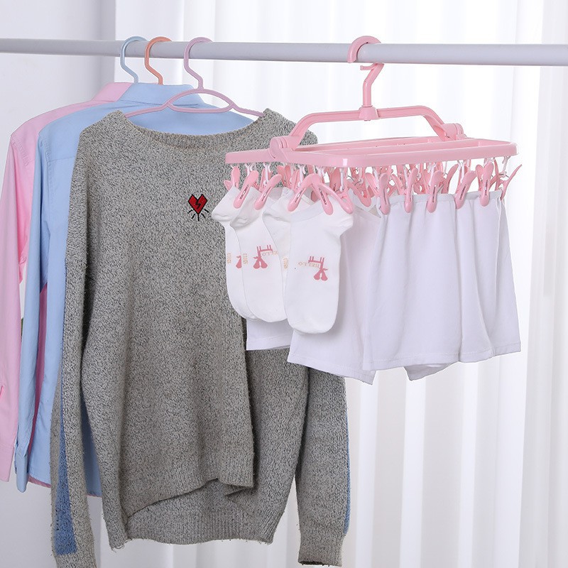 Giàn phơi đồ - móc chùm vuông nhựa cao cấp đa năng gấp gọn tiện lợi phơi, treo quần áo, khăn tất trẻ em.