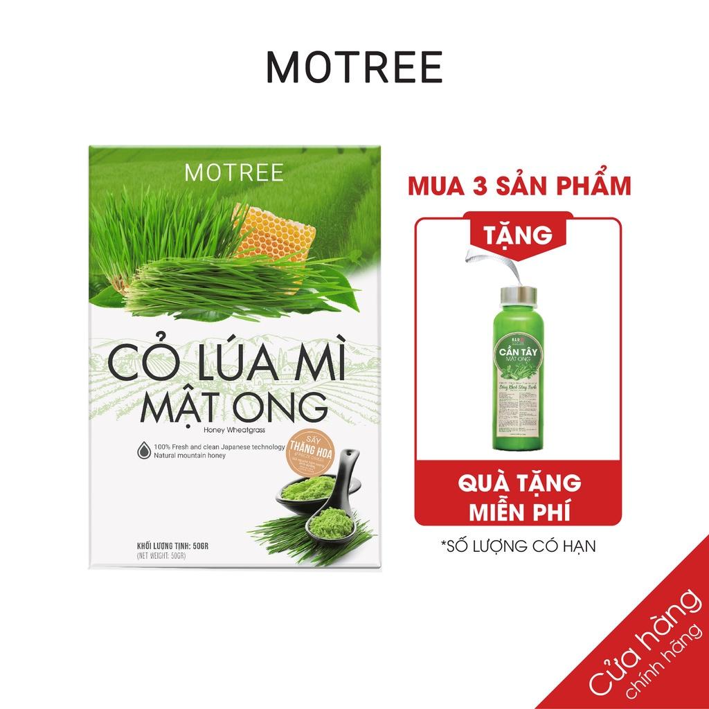 Bột cỏ lúa mì mật ong MOTREEE sấy thăng hoa công nghệ Nhật Bản hộp 54gr. Mua 3 hộp tặng 1 bình thủy tinh
