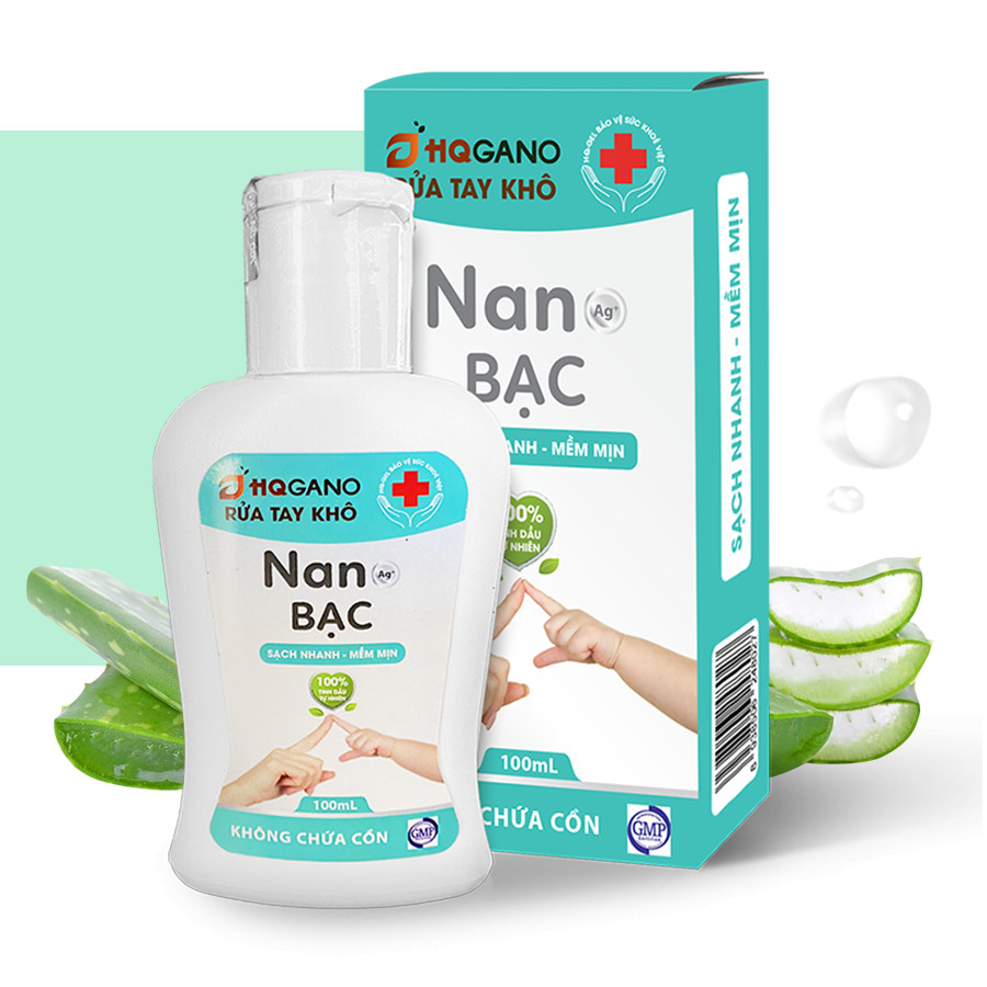 Nước Rửa Tay Khô Nano Bạc Không Chứa Cồn HQGANO - 100ml